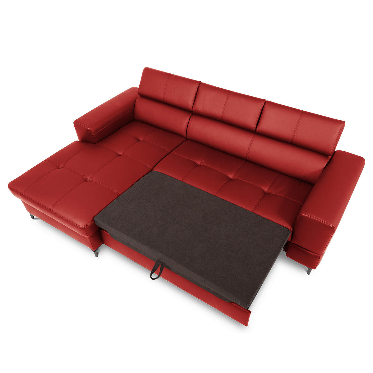 ECKSOFA  in Lederlook Echtleder Rot  - Rot/Schwarz, Design, Leder/Textil (173/247cm) - Livetastic