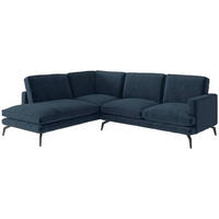ECKSOFA Bali Dunkelblau Flachgewebe  - Schwarz/Dunkelblau, Design, Textil/Metall (202/250cm) - Livetastic
