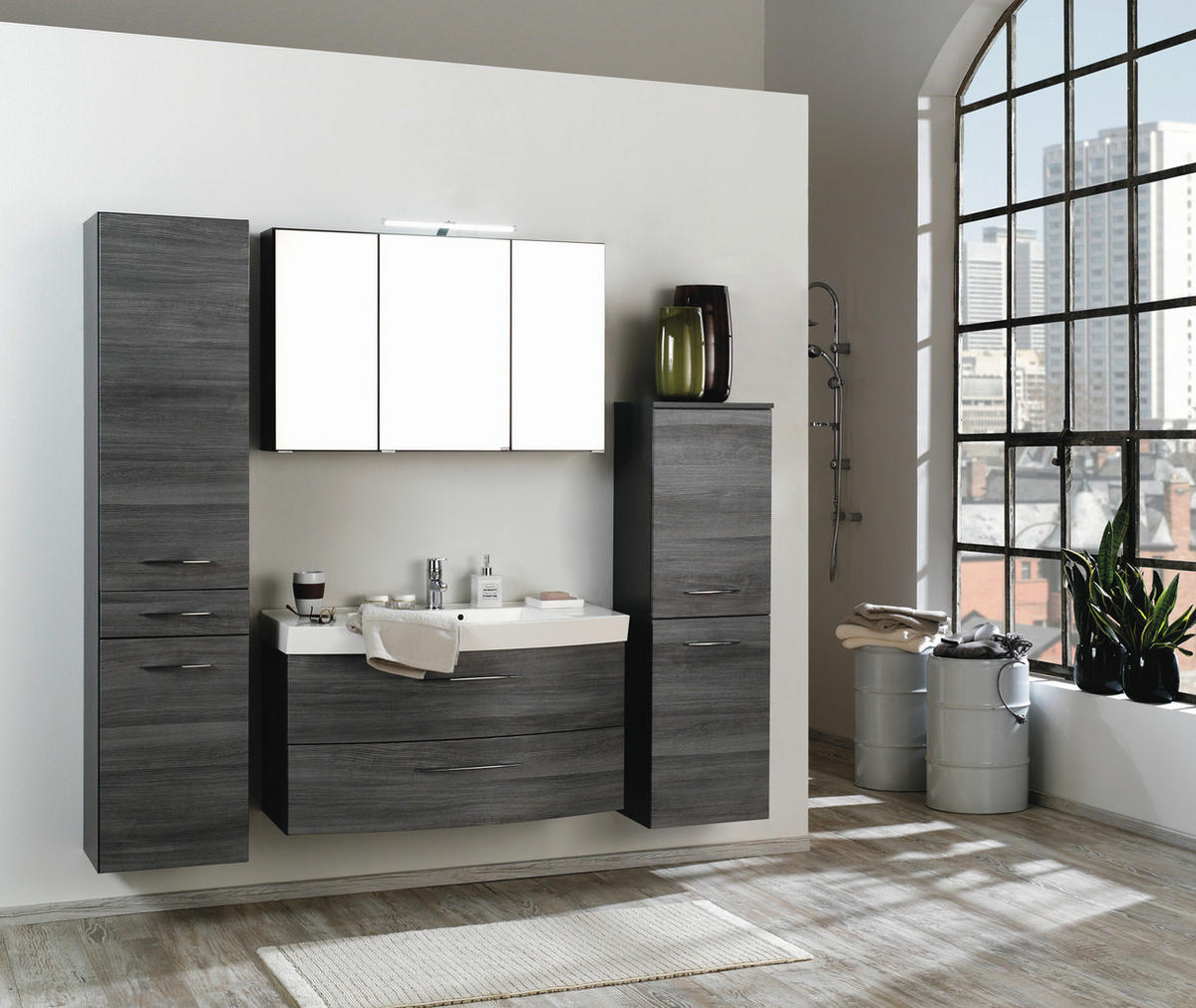 HOCHSCHRANK 40/180/35 cm  - Chromfarben/Anthrazit, KONVENTIONELL, Holzwerkstoff/Metall (40/180/35cm) - Carryhome