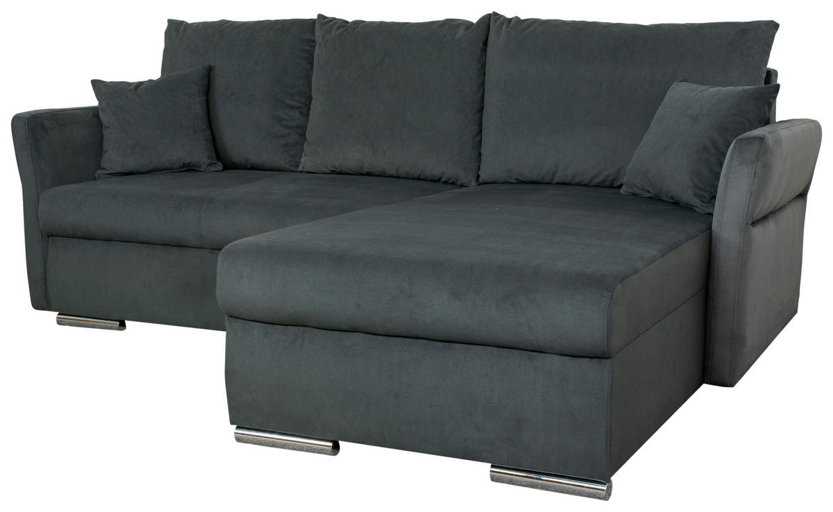 SEDEŽNA GARNITURA, velur siva  - barve kroma/siva, Moderno, umetna masa/tekstil (218/168cm) - Carryhome