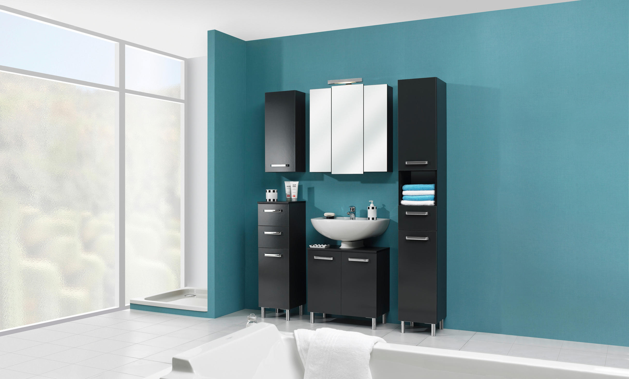 SPIEGELSCHRANK 68/77/20 cm  - Anthrazit, KONVENTIONELL, Glas/Holzwerkstoff (68/77/20cm) - Carryhome