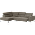 ECKSOFA Graubraun Feincord  - Graubraun/Schwarz, Design, Textil/Metall (205/280cm) - Xora