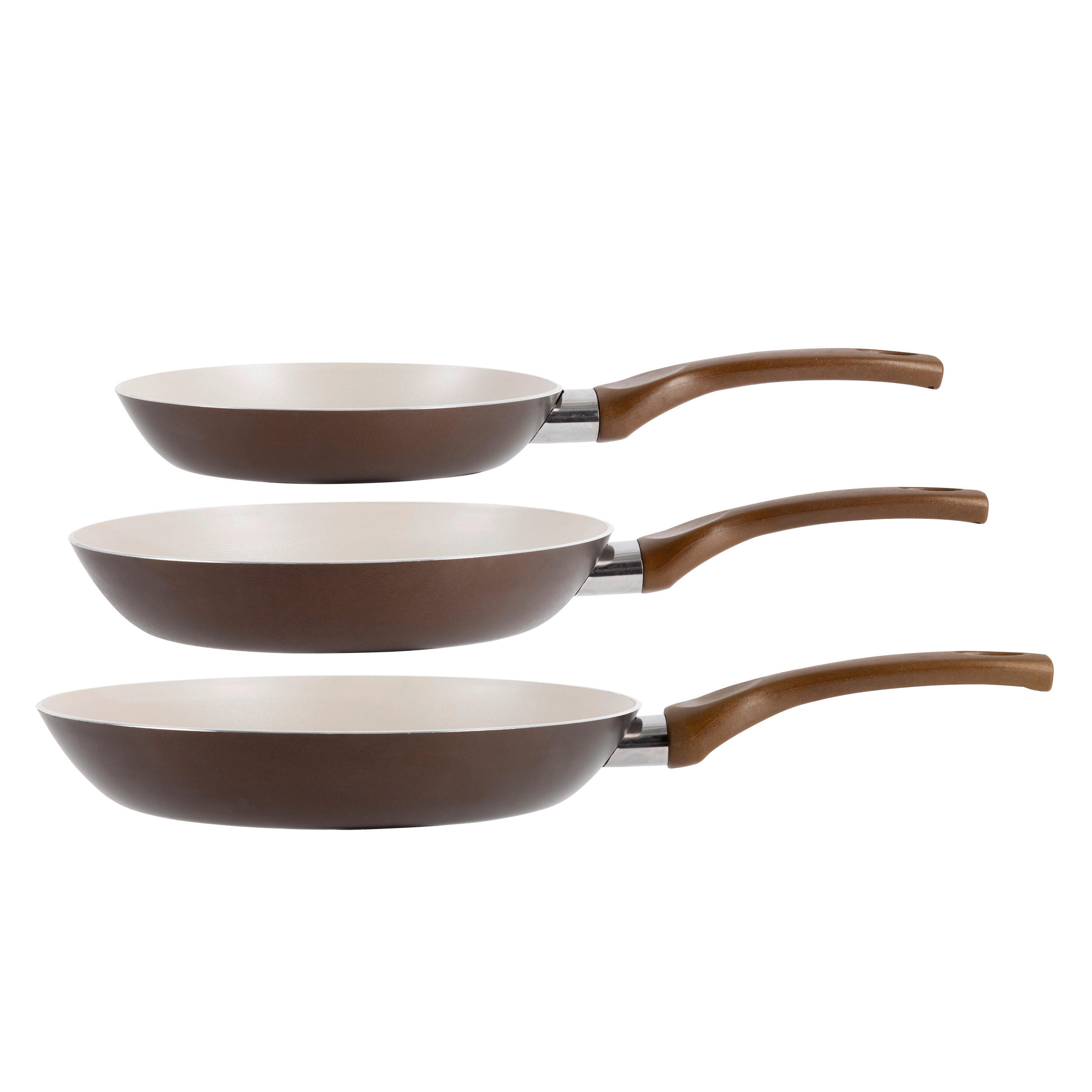 PFANNENSET Aluminium 3-teilig  - Braun/Weiß, Basics, Kunststoff/Metall (47/26/15cm)