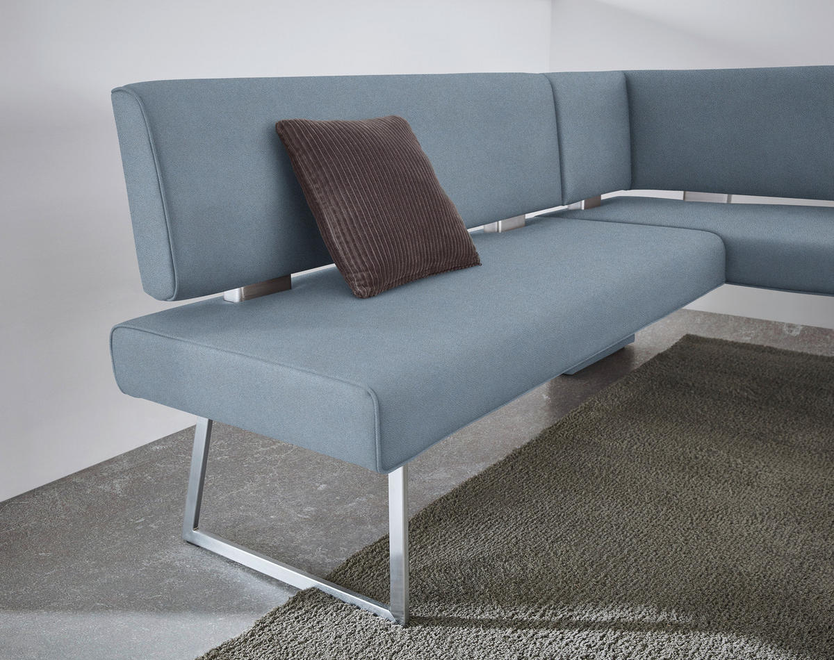 ECKBANK 231/160 cm  in Blau, Edelstahlfarben  - Blau/Edelstahlfarben, Design, Textil/Metall (231/160cm) - Dieter Knoll