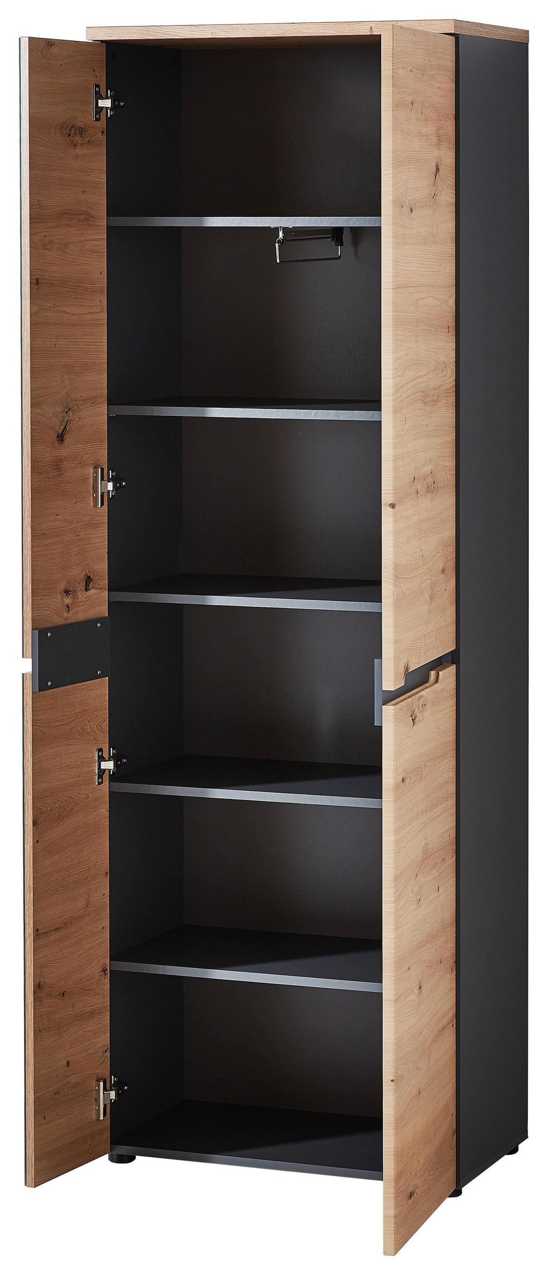 GARDEROBE 7-teilig  in 255/192/38 cm  - Graphitfarben/Eiche Artisan, Design, Glas/Holzwerkstoff (255/192/38cm) - Voleo