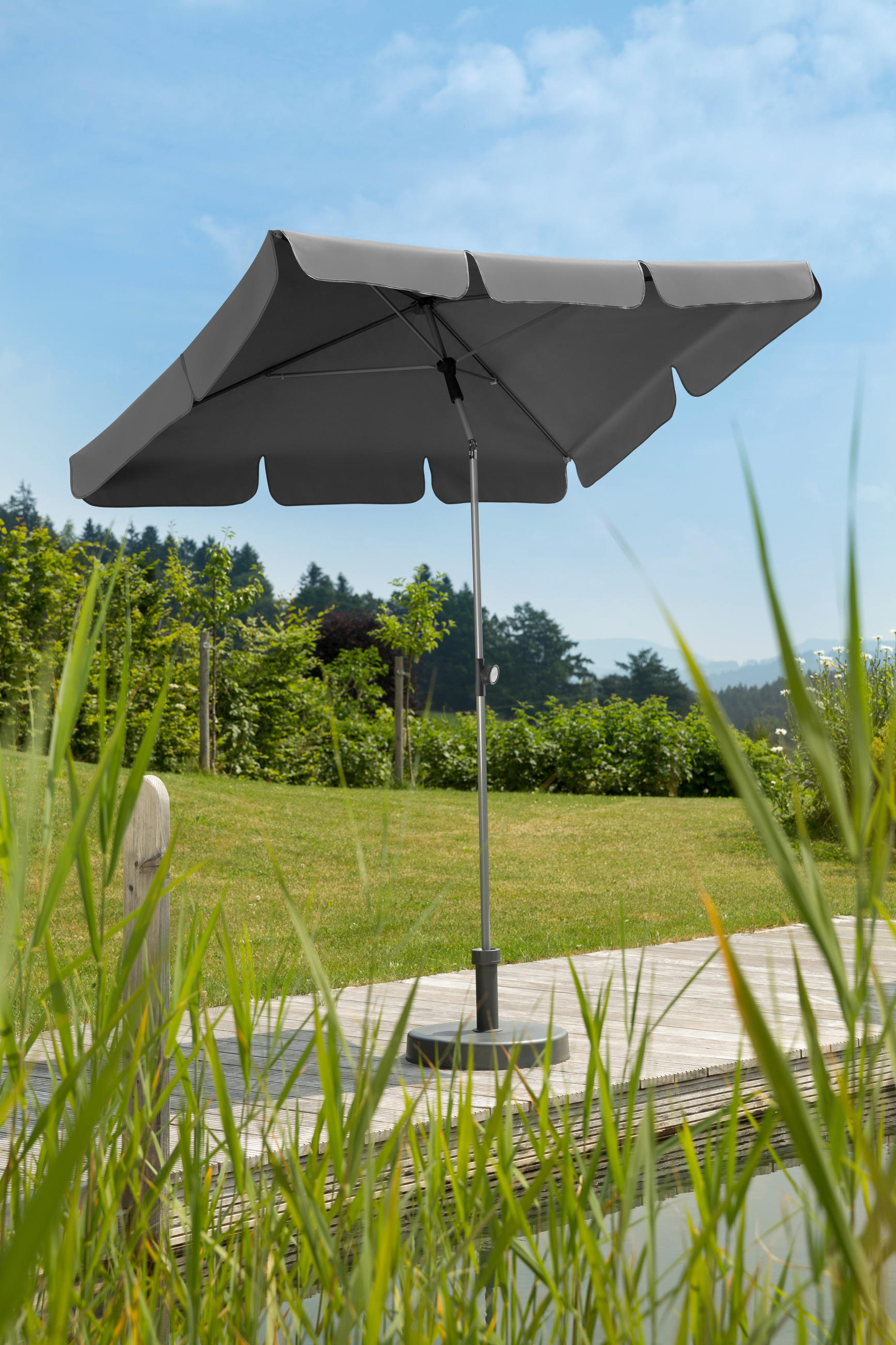 SONNENSCHIRM 180 cm Anthrazit  - Anthrazit/Silberfarben, Basics, Textil/Metall (120/240/180cm) - Schneider