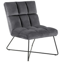SESSEL in Samt Schwarz, Dunkelgrau  - Dunkelgrau/Schwarz, Modern, Textil/Metall (62/90/86cm)