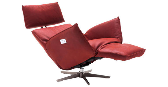 RELAXSESSEL in Leder Rot - Edelstahlfarben/Rot, Design, Leder/Metall (84/67-113/88-165cm) - Dieter Knoll