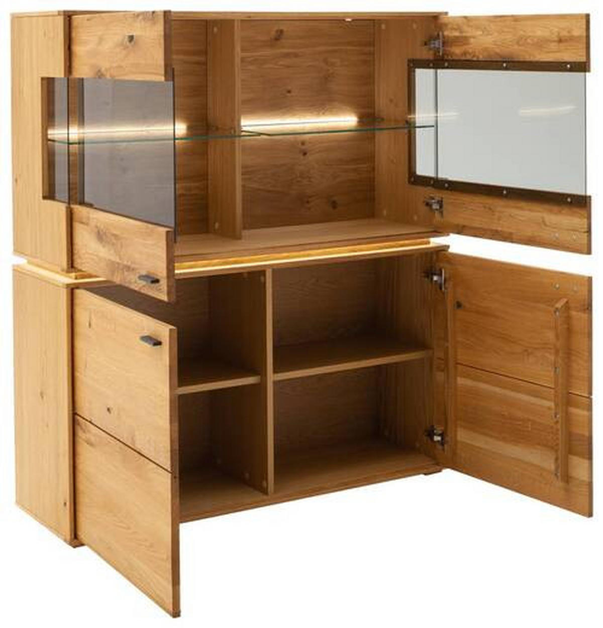 HIGHBOARD  in 123/137/38 cm  - Wildeiche/Anthrazit, Natur, Glas/Holz (123/137/38cm) - MID.YOU