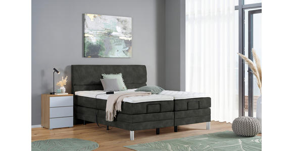 BOXSPRINGBETT 180/200 cm  in Dunkelgrau  - Chromfarben/Dunkelgrau, KONVENTIONELL, Kunststoff/Textil (180/200cm) - Voleo