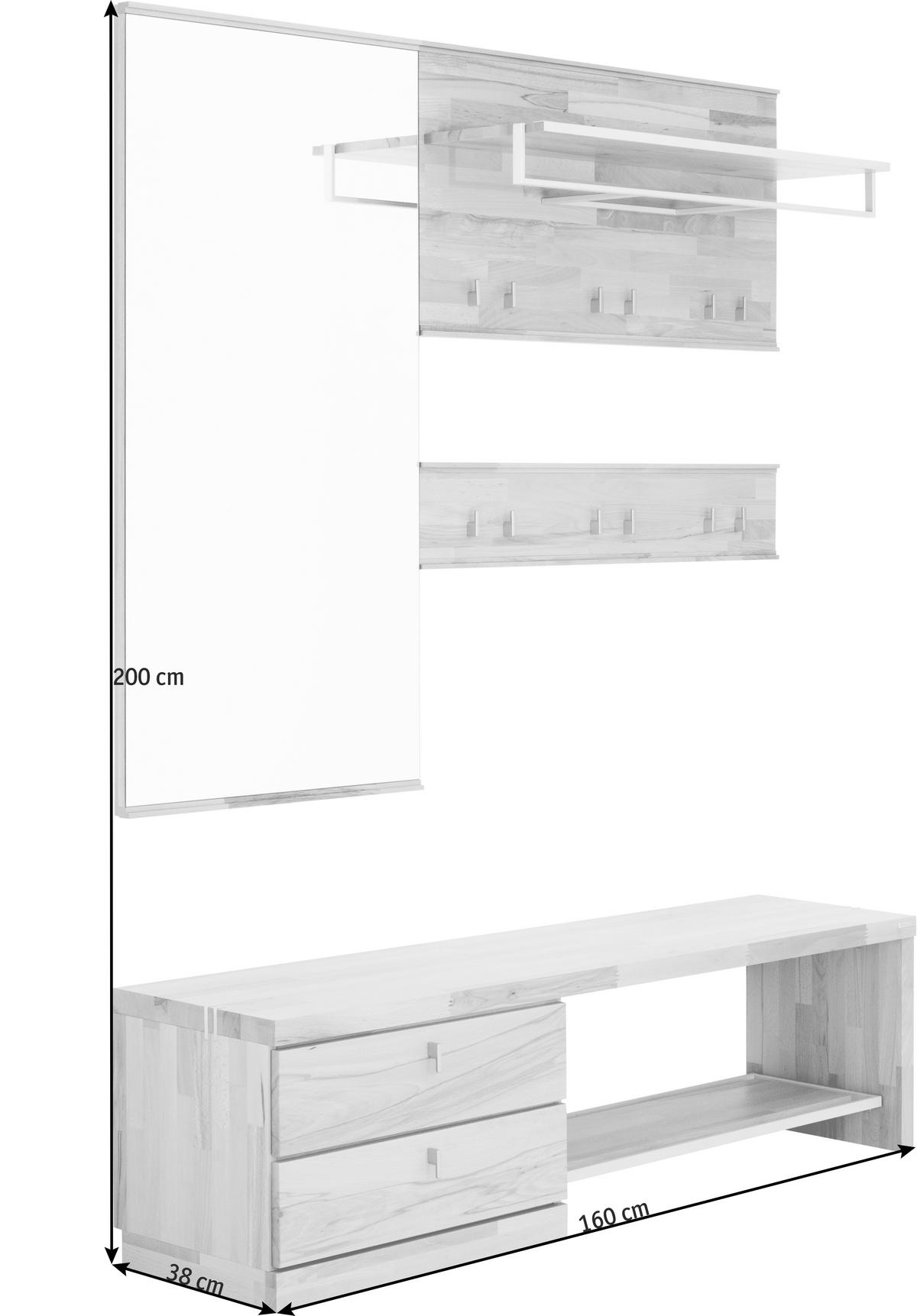GARDEROBE 4-teilig  in 160/200/38 cm  - Buchefarben, Design, Glas/Holz (160/200/38cm) - Linea Natura