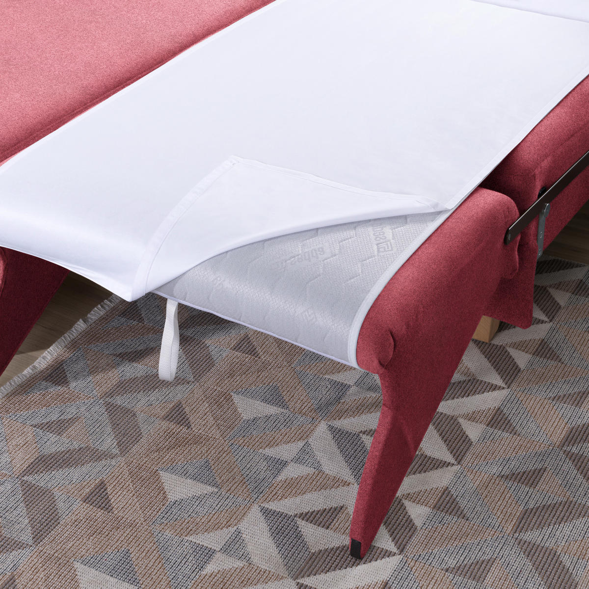 ECKSOFA in Flachgewebe Bordeaux  203/261 cm  - Eichefarben/Bordeaux, KONVENTIONELL, Holz/Textil (203/261cm) - Sedda