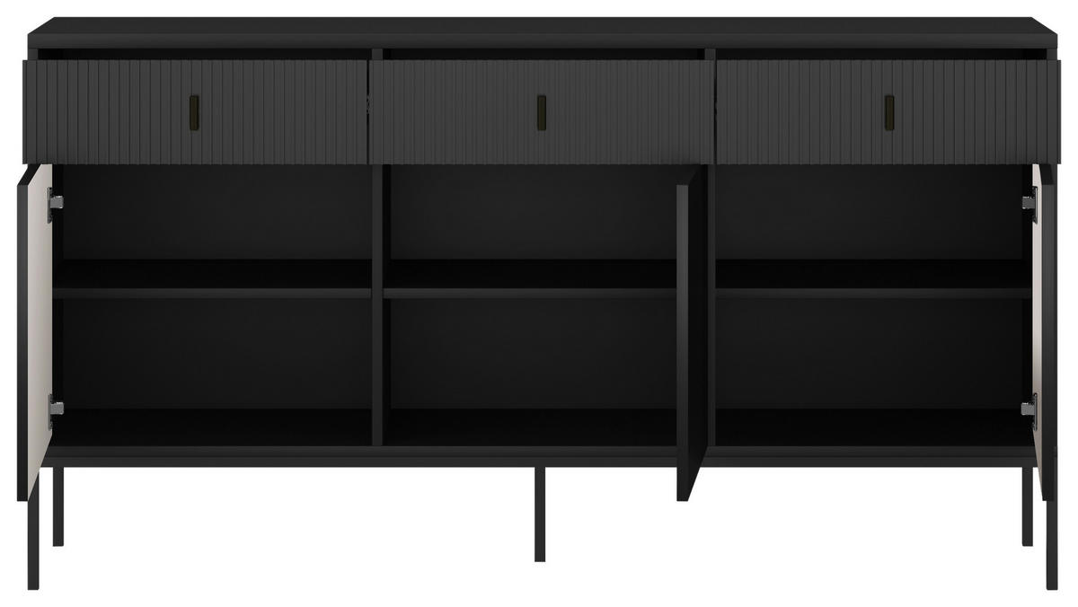 SIDEBOARD Maggiore  in 154,5/82,6/39 cm  - Schwarz, Design, Holzwerkstoff/Metall (154,5/82,6/39cm) - Xora