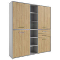 AKTENSCHRANK Eiche Hellgrau, Hickory  - Hellgrau/Hickory, MODERN, Glas/Holz (191,1/215,4/40cm) - Novel
