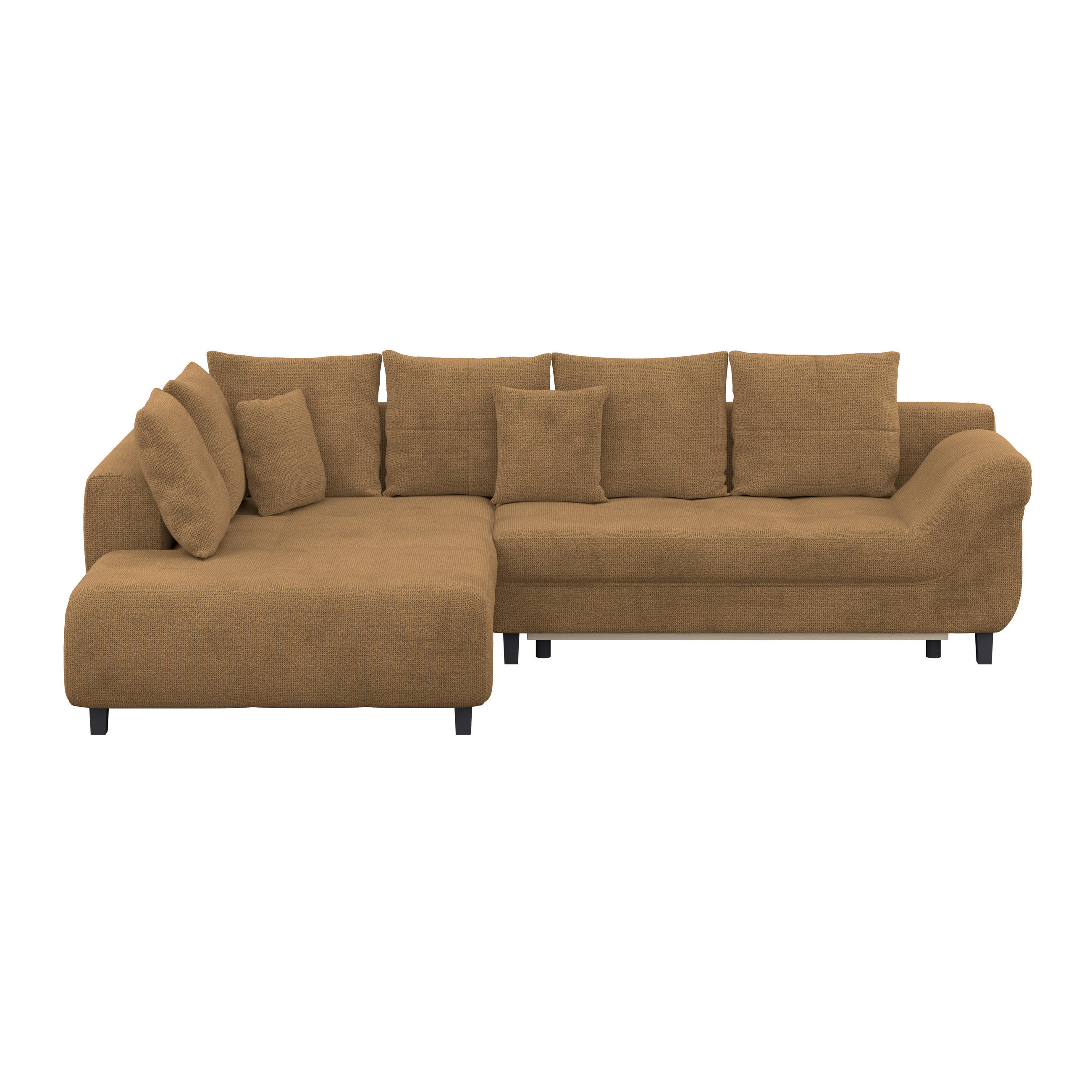 ECKSOFA MENDOZA NEW Rostfarben Chenille, Struktur Zierkissen, Rückenkissen, Bettkasten  - Rostfarben/Schwarz, KONVENTIONELL, Textil (197/309cm) - MID.YOU