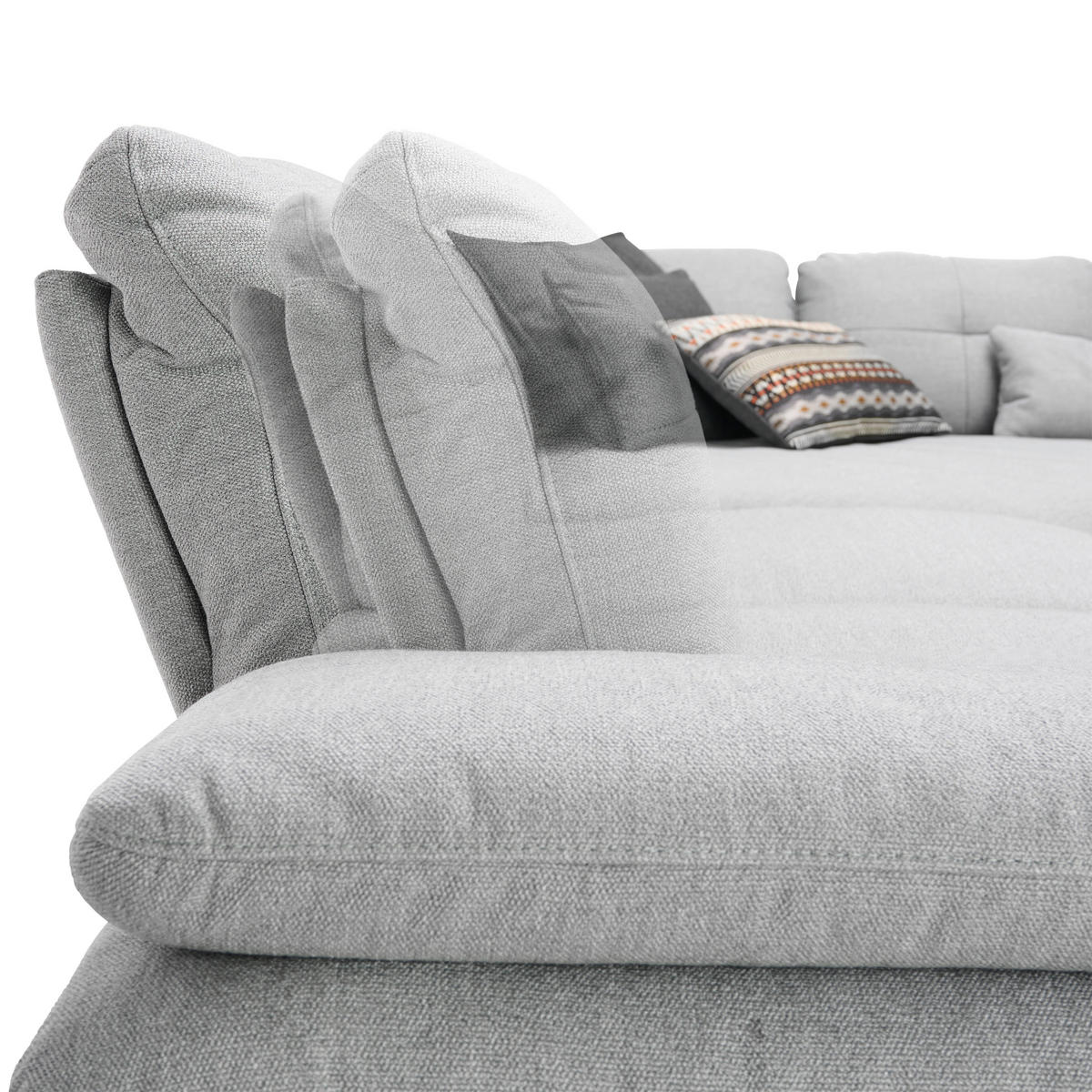 ECKSOFA in Flachgewebe Hellgrau  - Hellgrau/Schwarz, Design, Textil/Metall (271/344cm) - Chilliano