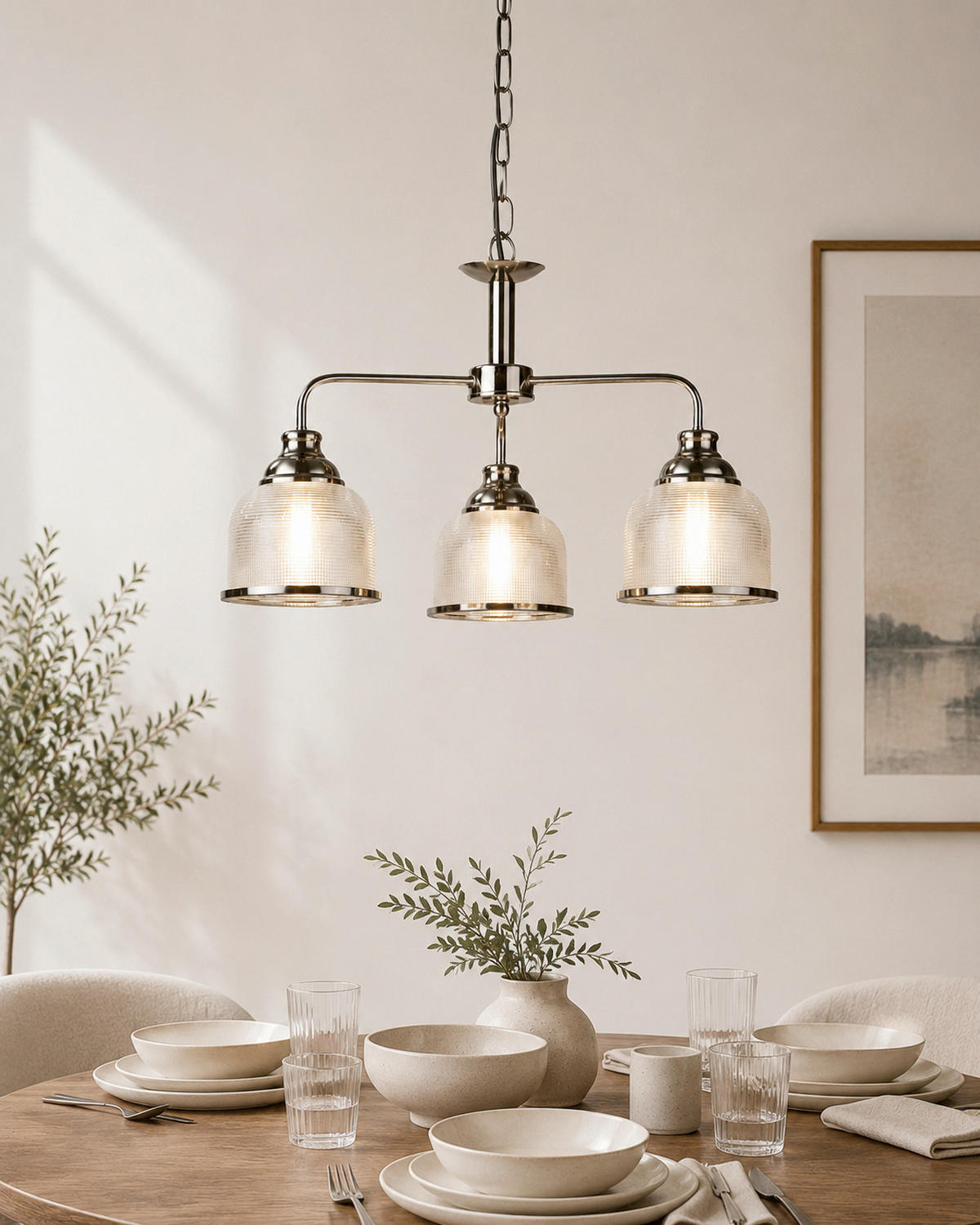 HÄNGELEUCHTE Bistro II 56/120/56 cm  - Silberfarben, KONVENTIONELL, Glas/Metall (56/120/56cm)