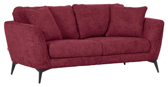 2-SITZER-SOFA in Chenille Bordeaux - Bordeaux/Schwarz, KONVENTIONELL, Textil/Metall (190/70/98cm) - Carryhome