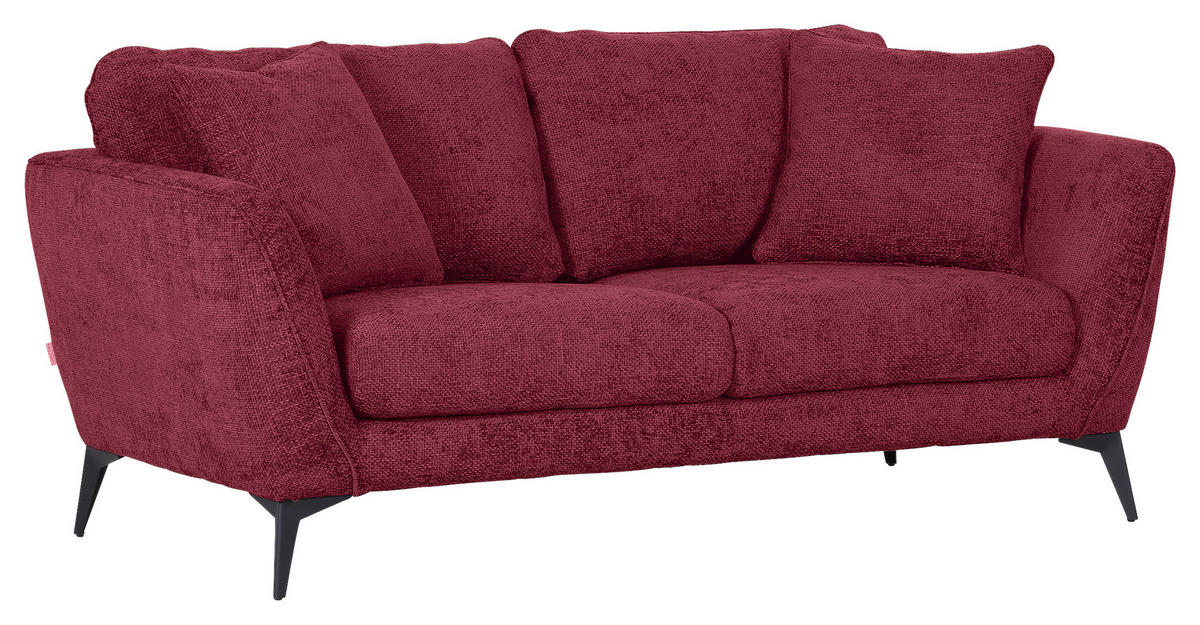 2-SITZER-SOFA in Chenille Bordeaux  - Bordeaux/Schwarz, Konventionell, Textil/Metall (190/70/98cm) - Carryhome