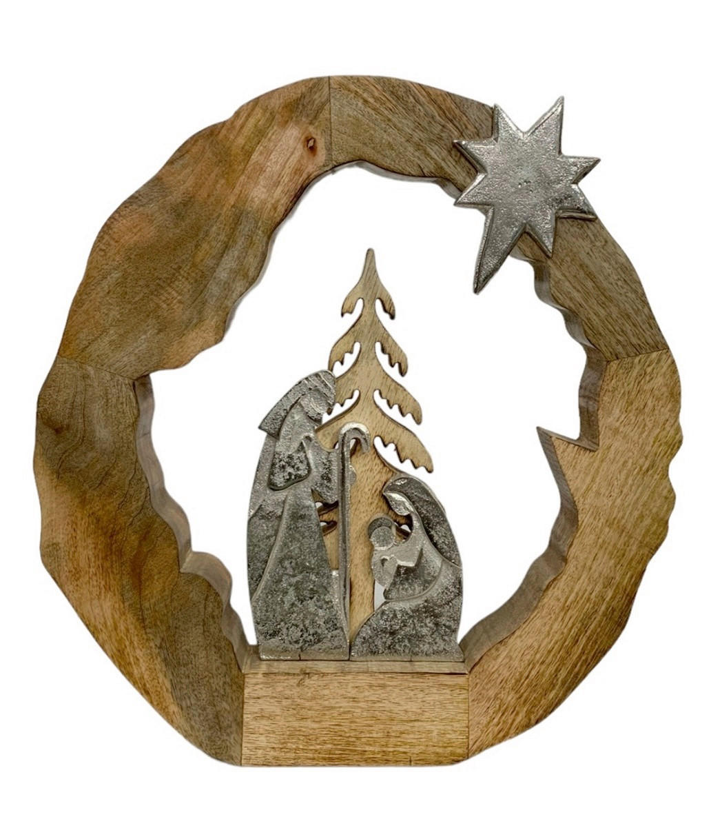 WEIHNACHTSFIGUR  - Silberfarben/Braun, LIFESTYLE, Holz/Metall (40,5/40,5/5cm) - X-Mas