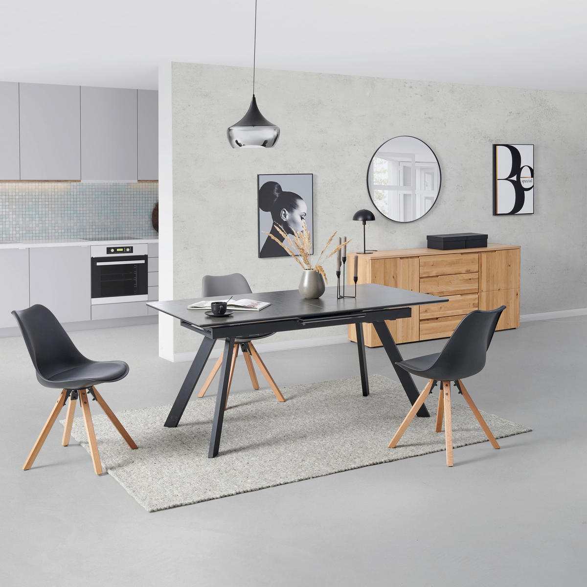 STOL ZA BLAGOVAONICU  antracit, crna  metal, keramika, drvni materijal      - crna/antracit, Lifestyle, drvni materijal/metal (160-200/76/90cm) - MID.YOU