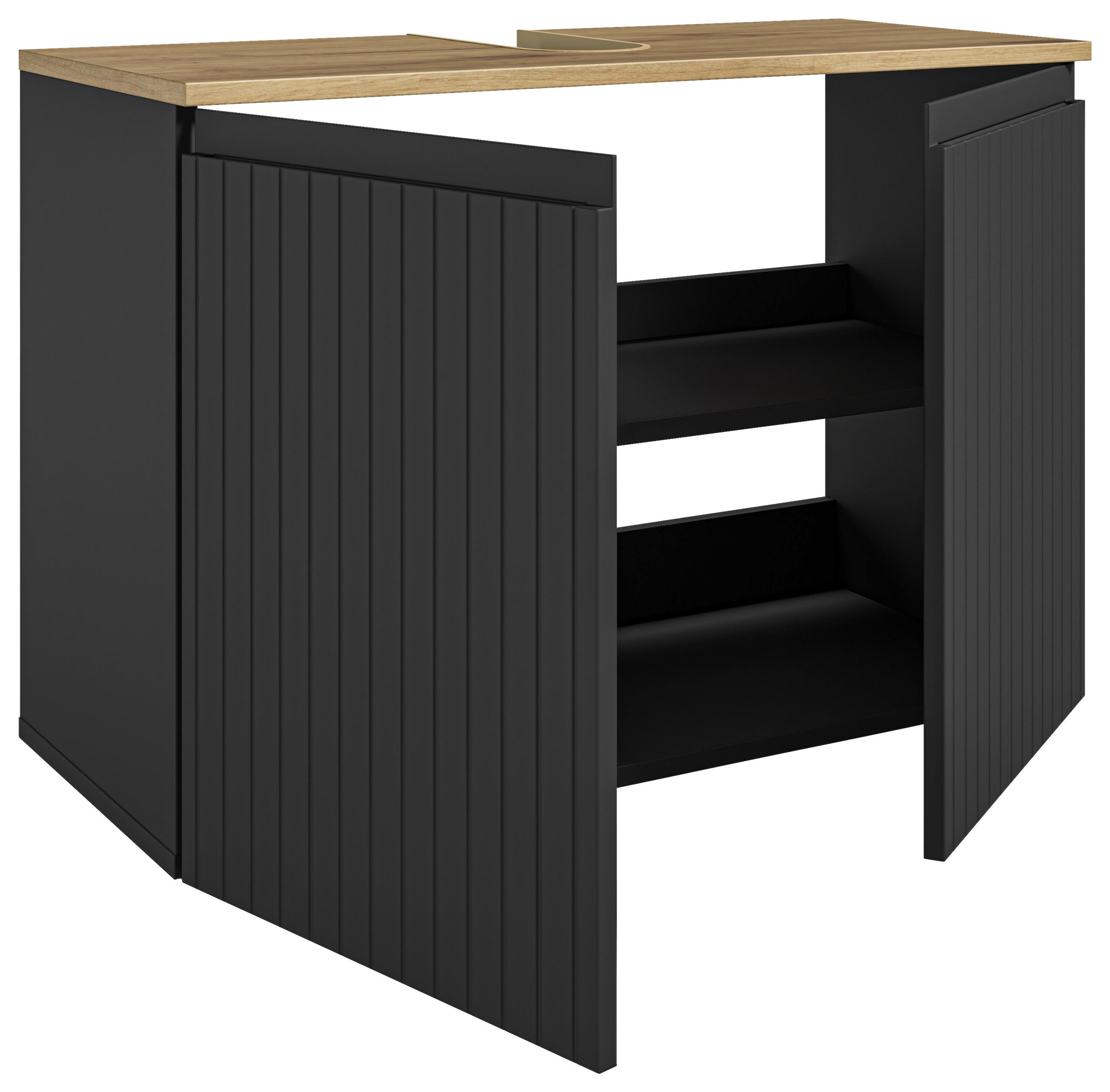 WASCHBECKENUNTERSCHRANK 80/57/36 cm  - Eichefarben/Schwarz, MODERN, Holzwerkstoff/Kunststoff (80/57/36cm) - MID.YOU