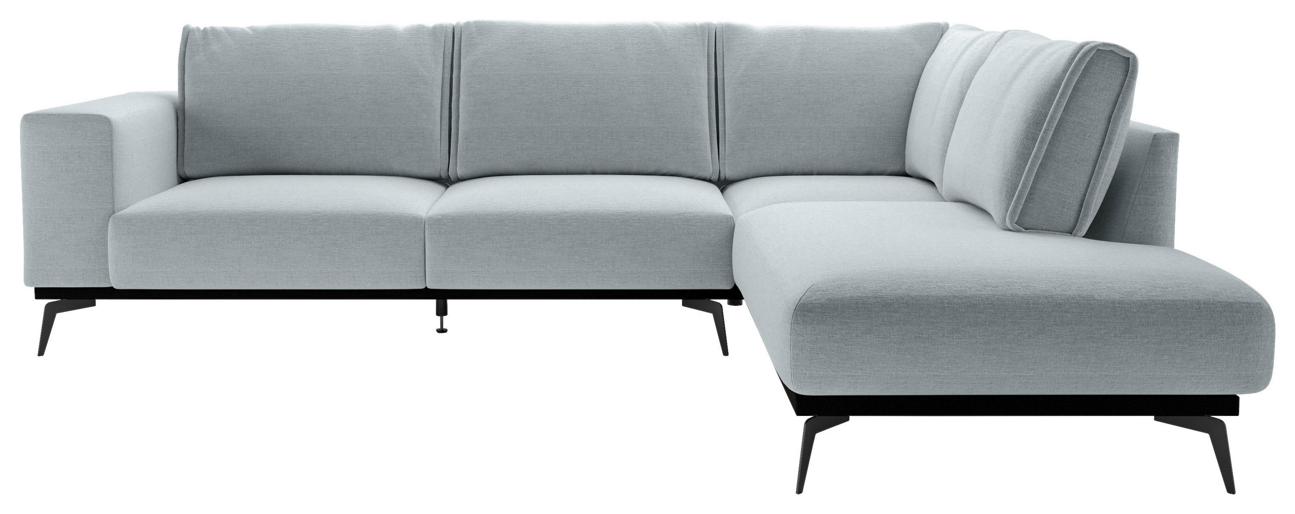 ECKSOFA Hellgrau beflockt  - Hellgrau/Schwarz, Design, Holz/Textil (293/200cm) - MID.YOU