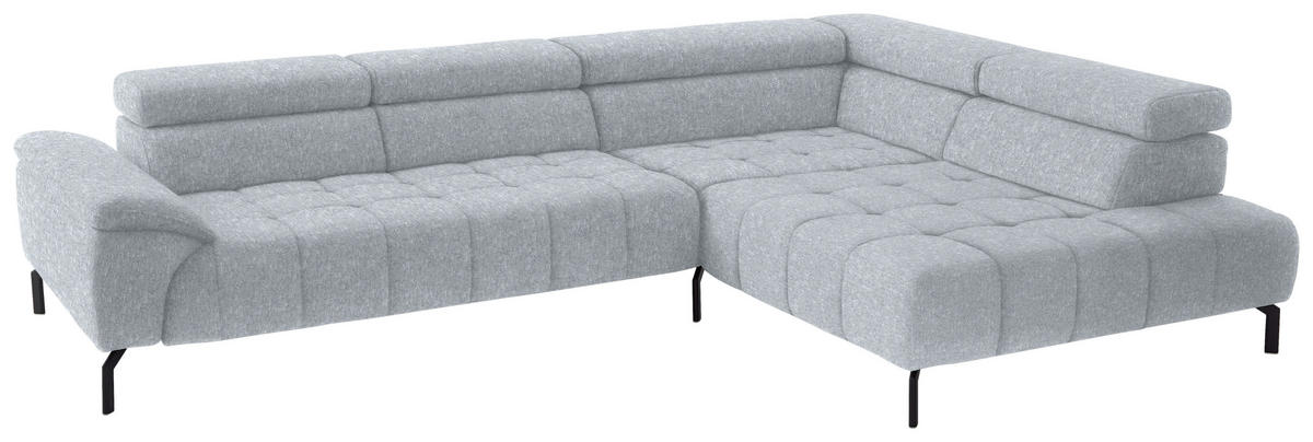 ECKSOFA in Chenille Hellgrau  323/222 cm  - Hellgrau/Schwarz, Design, Textil/Metall (323/222cm) - Beldomo Style