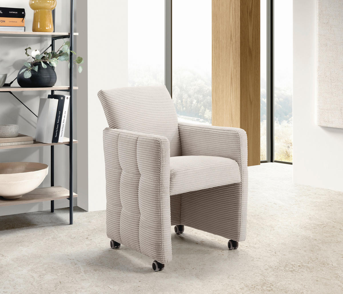 STOLICA S NASLONOM ZA RUKE  bež  drvo, tekstil, drvni materijal      - bež, Moderno, drvni materijal/drvo (64/90/72cm) - Livetastic