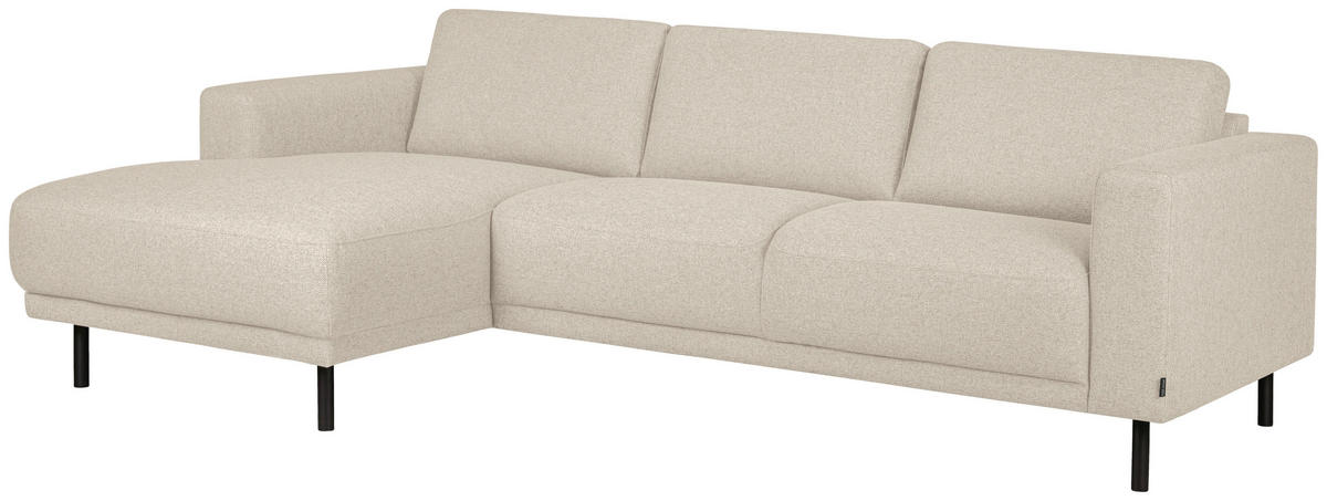SOFFA i flatväv beige  - beige/svart, Design, metall/trä (238/78/142cm) - Pure Home Comfort