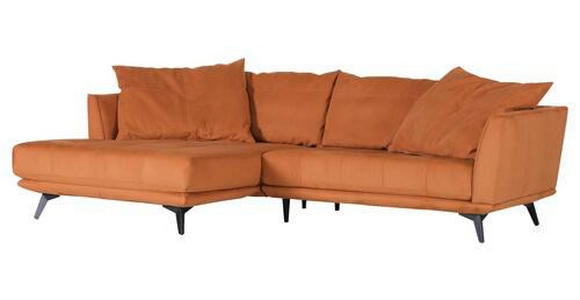 ECKSOFA Hellbraun Lederlook, Mikrofaser  - Hellbraun/Schwarz, Design, Textil (175/276cm) - Voleo