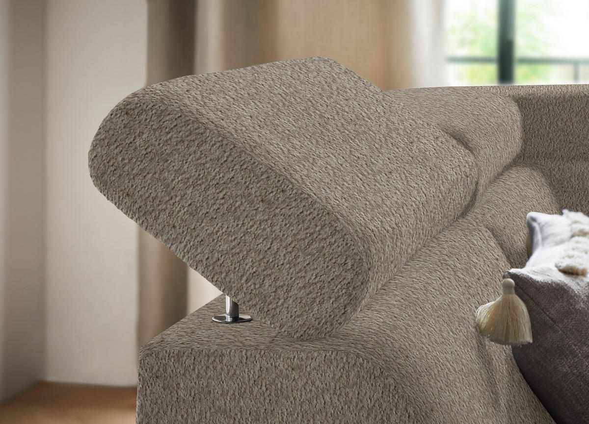 ECKSOFA in Teddystoff Greige  - Greige/Schwarz, Design, Textil/Metall (203/260cm) - Stylife