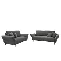 SITZGARNITUR Cord Grau  - Schwarz/Grau, Design, Textil/Metall - P & B