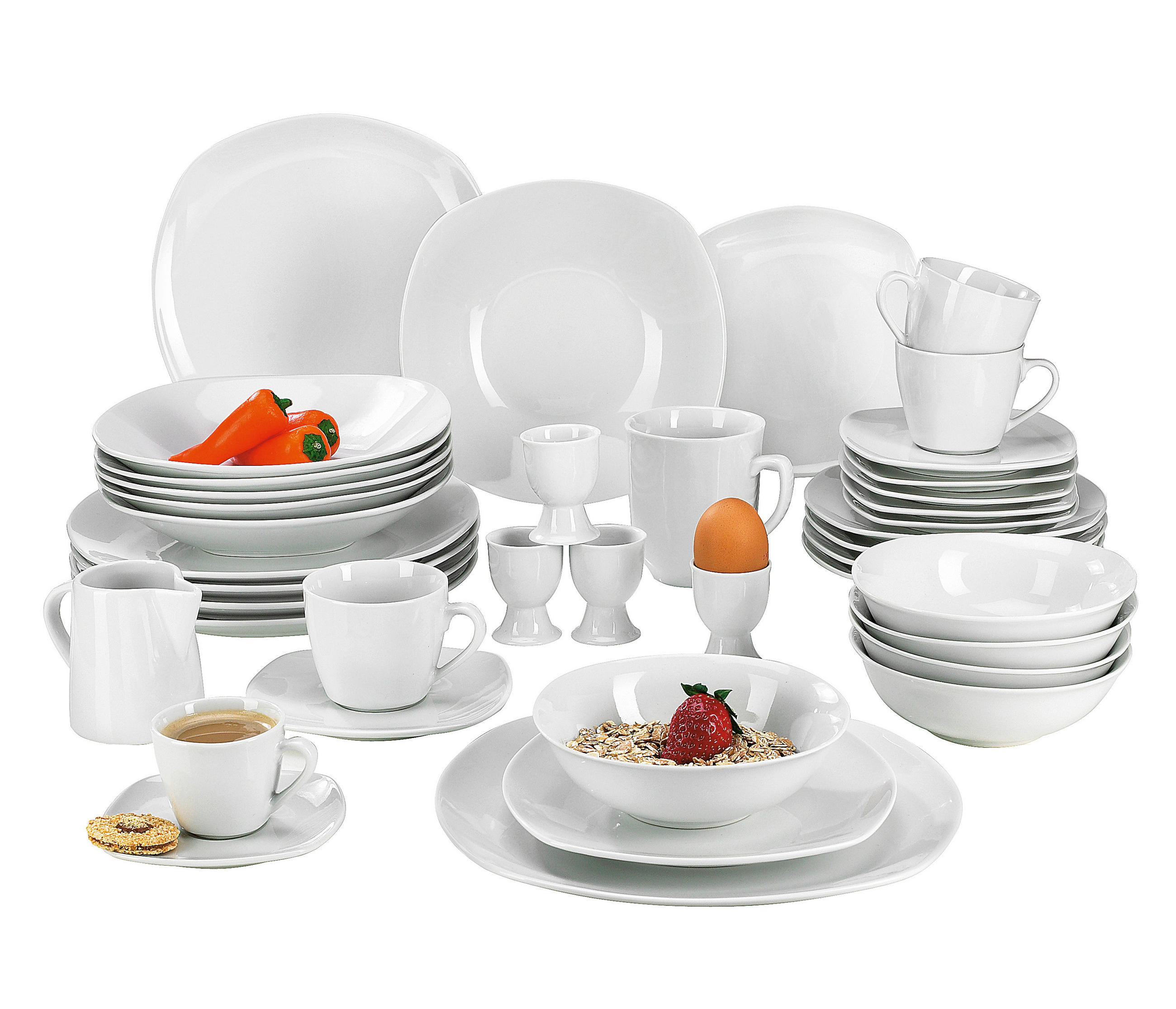 KOMBISERVICE Weiß Atrium 62-teilig 6 Personen  - Weiß, Basics, Keramik - Van Well