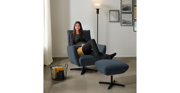 SESSEL in Bouclé Blau  - Blau/Schwarz, Design, Textil/Metall (60/94/86cm) - Dieter Knoll