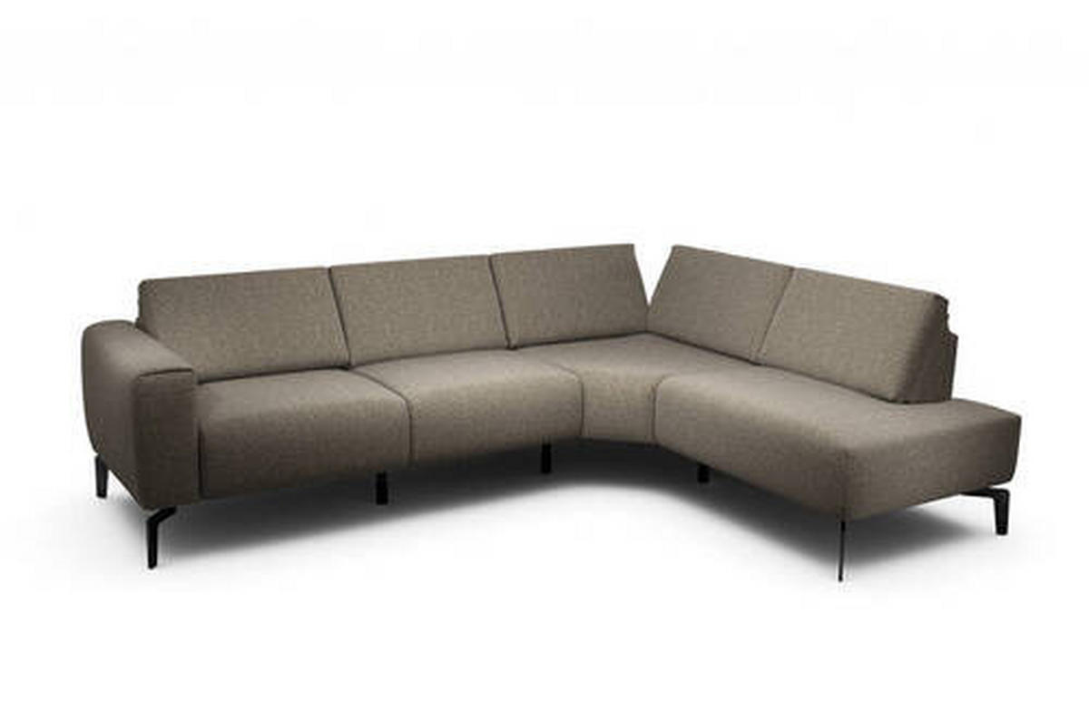 ECKSOFA Cosy Braun Samt  - Schwarz/Braun, Design, Textil/Metall (256/193cm) - SENSOO