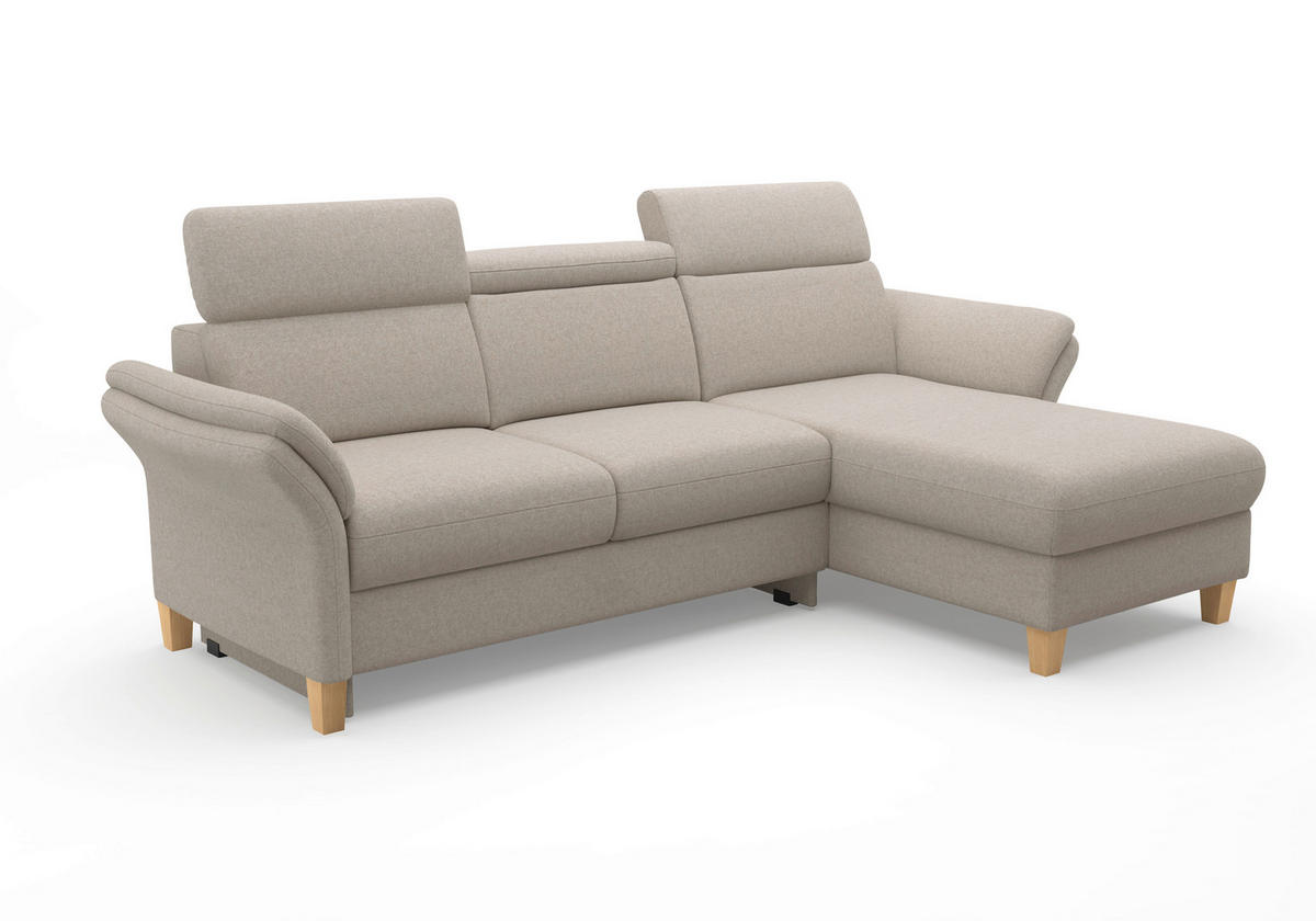 ECKSOFA in Flachgewebe Taupe  253/166 cm  - Taupe/Eichefarben, KONVENTIONELL, Holz/Textil (253/166cm) - Sit & More