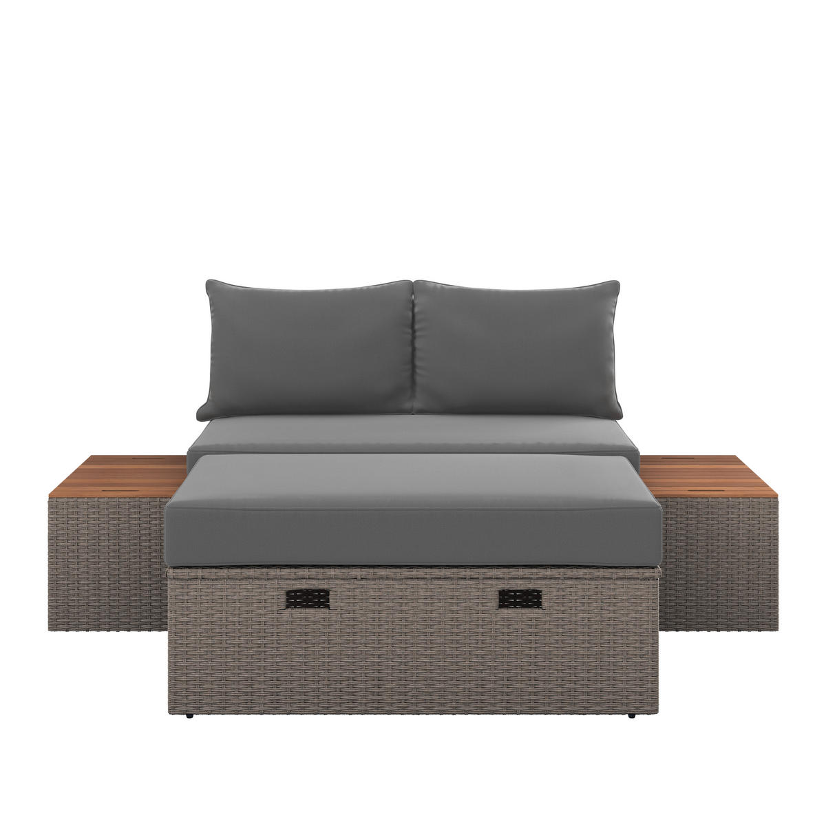 TERASOVÁ SEDACÍ SOUPRAVA dřevo, kov, plast, textil - šedá/hnědá, Moderní, kov/dřevo (113/72/62,5cm) - Ambia Garden