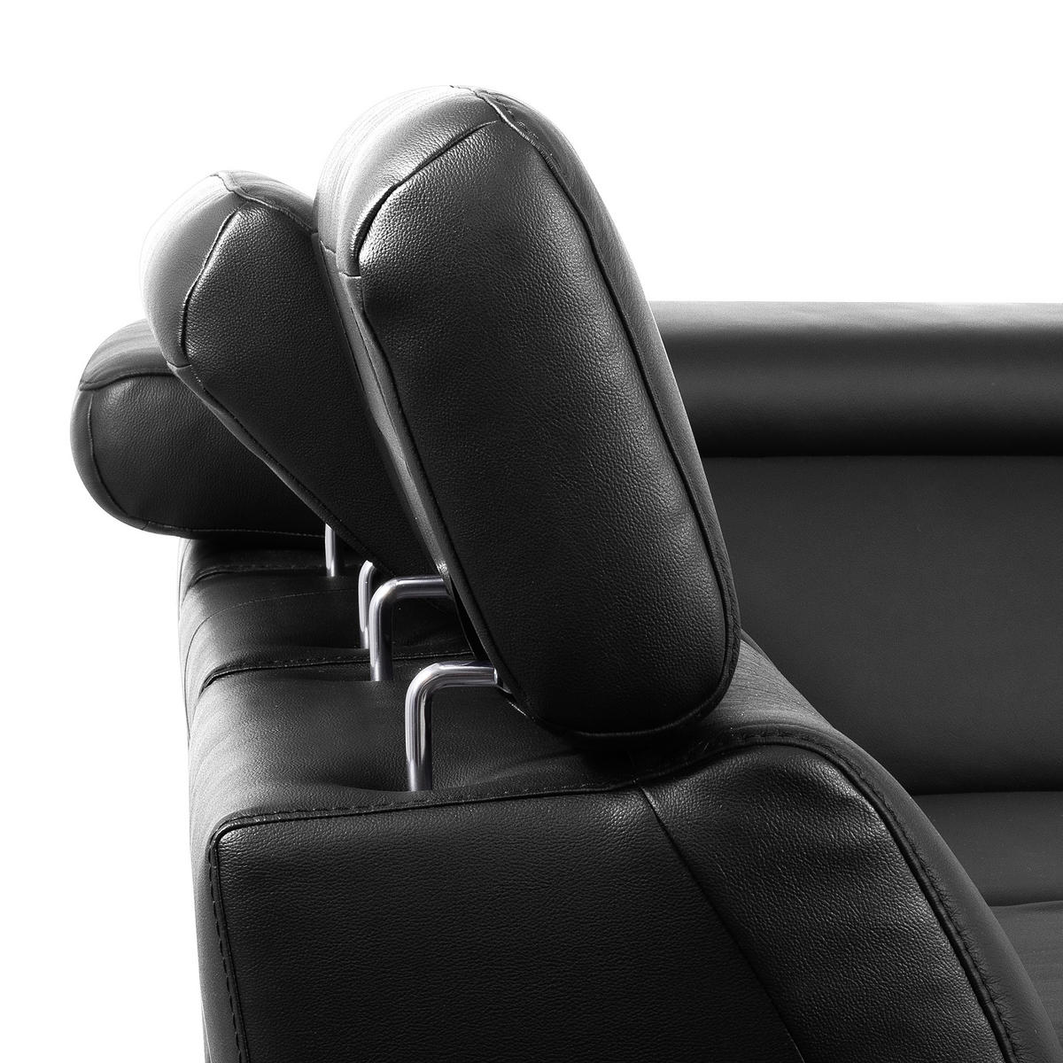 ECKSOFA  in Lederlook Echtleder Schwarz  274/220 cm  - Schwarz, Design, Leder/Textil (274/220cm) - Livetastic