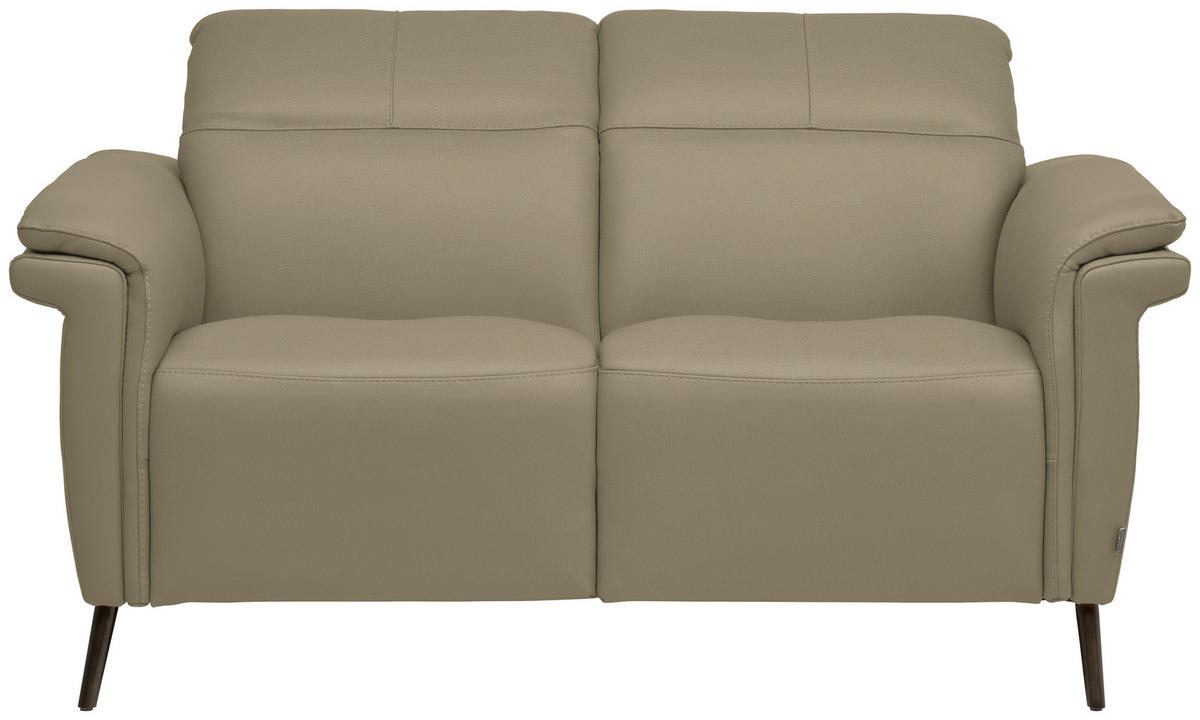 2-SITZER-SOFA  in Echtleder Beige   - Beige/Schwarz, Design, Leder/Metall (162/79/104cm) - Belluti