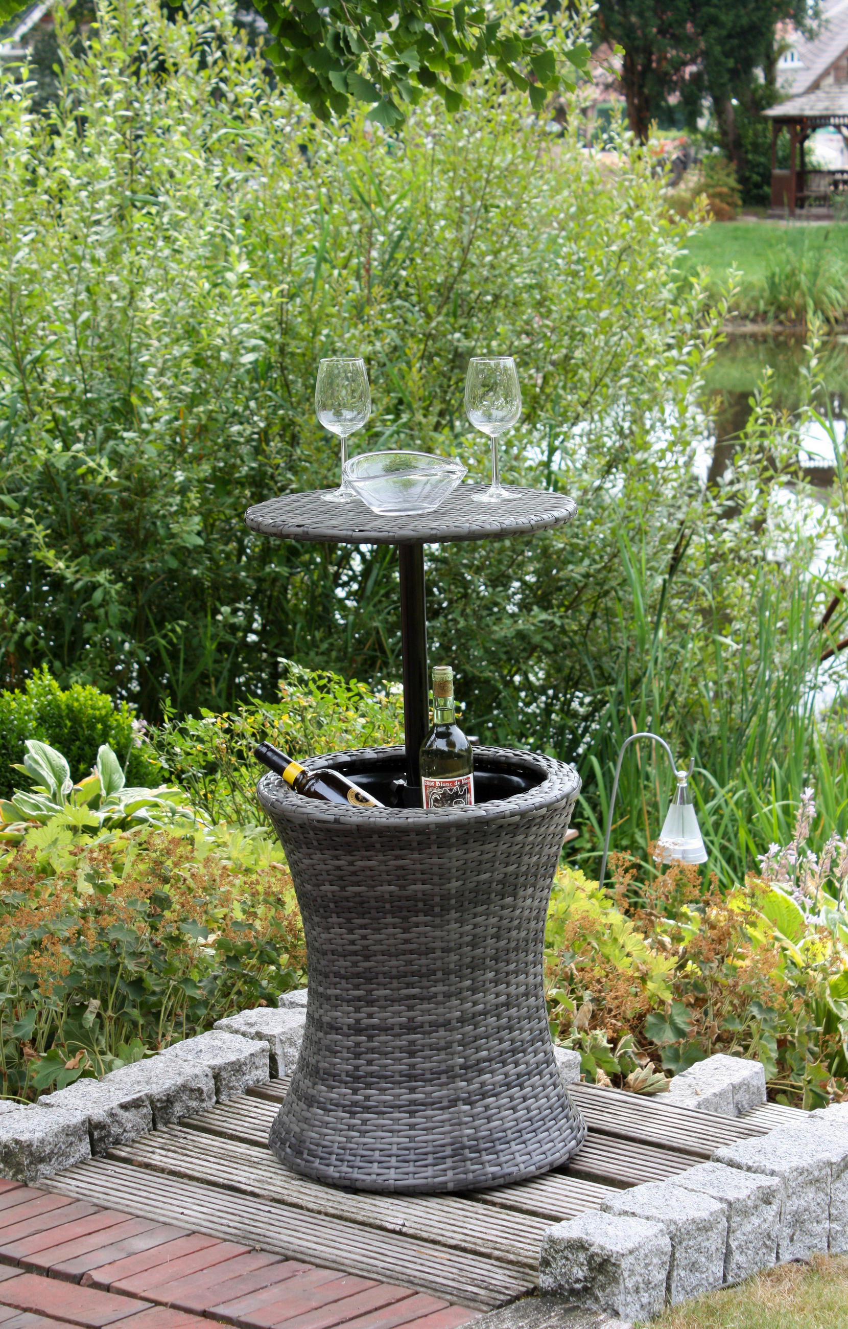 GARTENTISCH 45/55/45 cm Metall, Kunststoff Schwarz, Dunkelgrau rund  - Dunkelgrau/Schwarz, Basics, Kunststoff/Metall (45/55/45cm) - Gardenson
