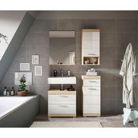 BADEZIMMER 4-teilig  in 97 cm  - Weiss Hochglanz/Silberfarben, Modern, Glas/Holzwerkstoff (97cm) - MID.YOU