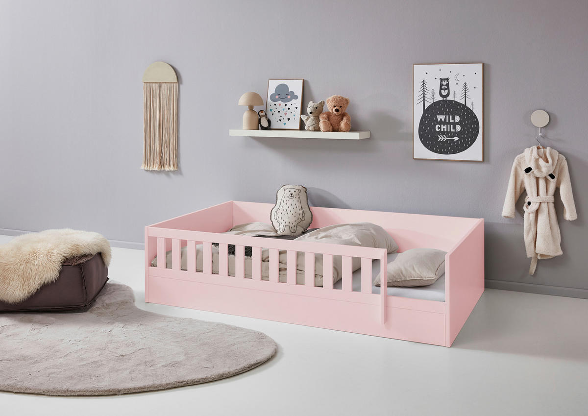 BODENBETT. 120/200 cm  in Rosa  - Rosa, LIFESTYLE, Holz/Holzwerkstoff (120/200cm) - Stylife