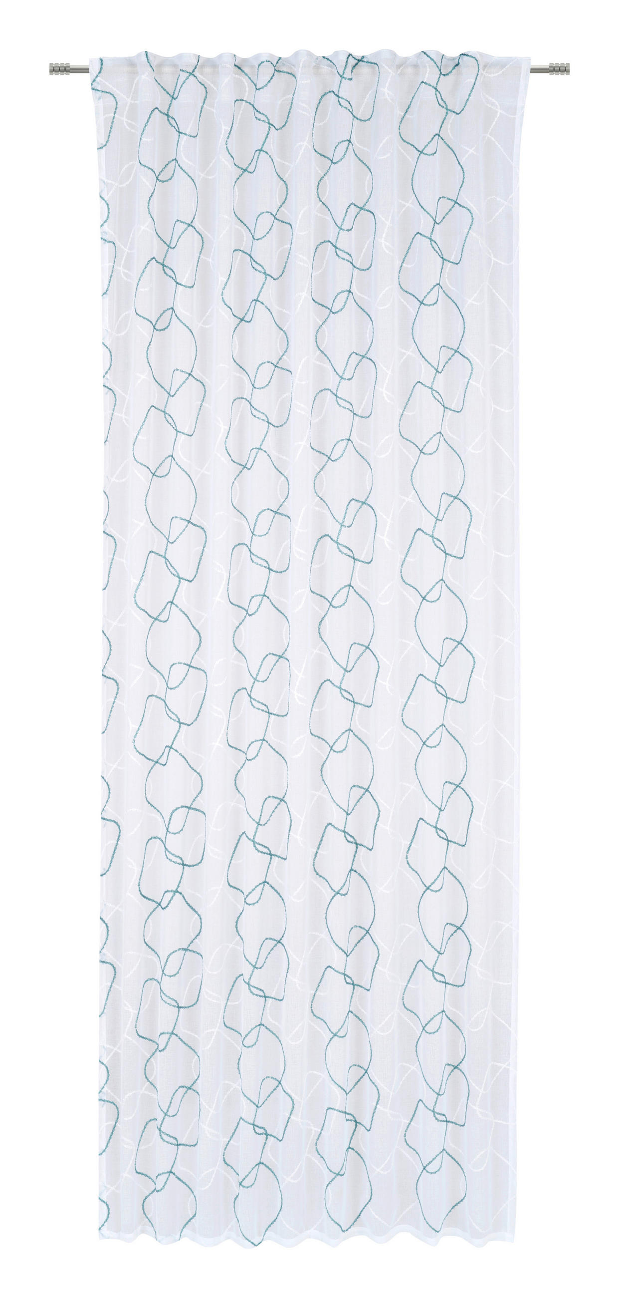 Draperie Confecționată transparent  - petrol/alb, Konventionell, textil (140/245cm) - Esposa