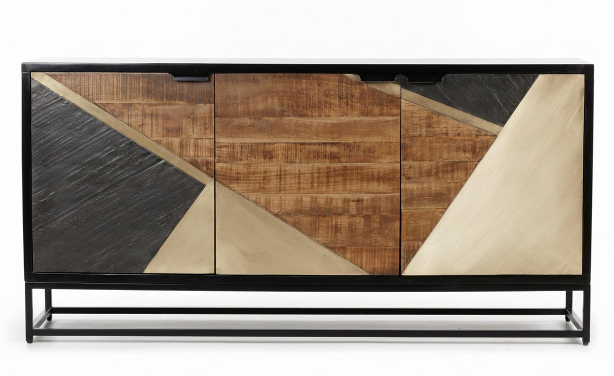 SIDEBOARD  in 160/78/42 cm  - Goldfarben/Schwarz, Design, Holz/Metall (160/78/42cm) - Livetastic