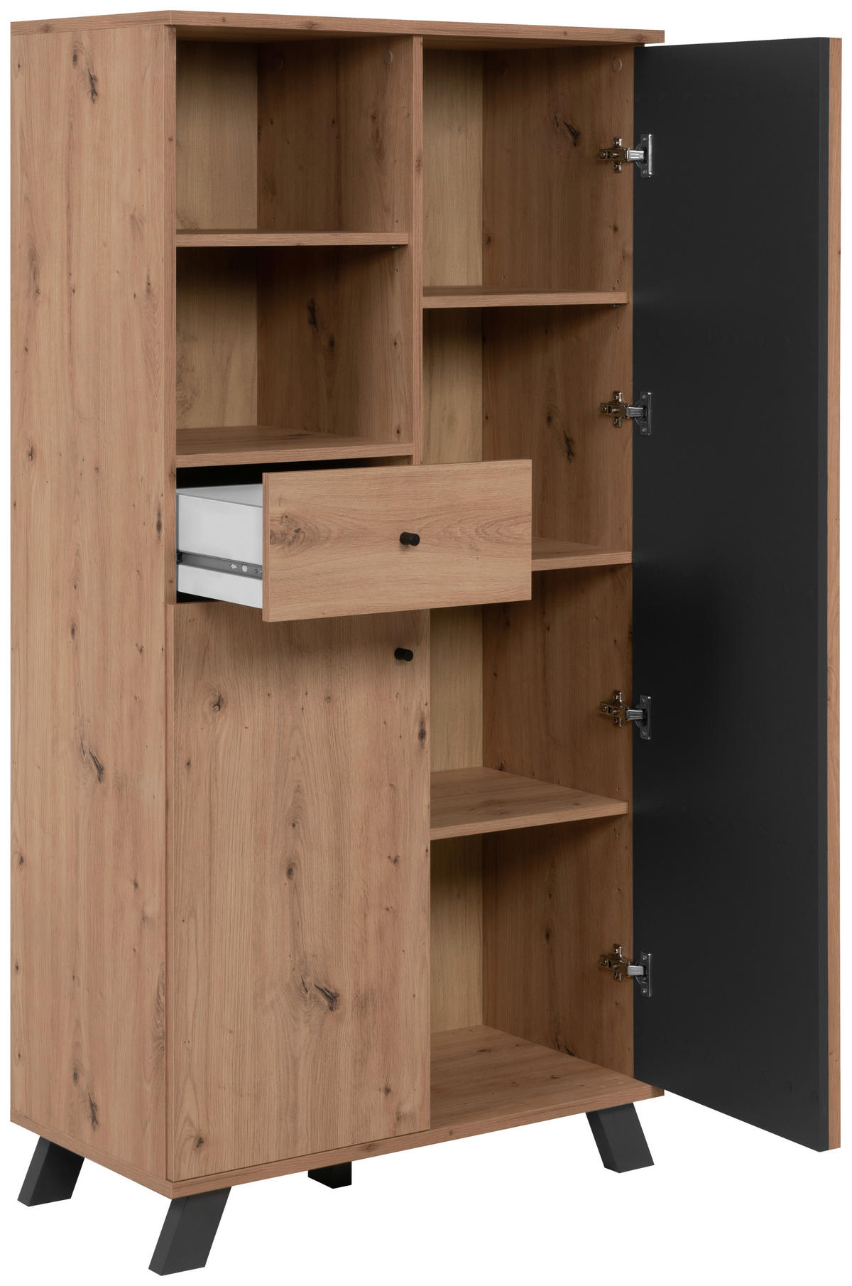 HIGHBOARD  in 80/156/40 cm  - Anthrazit/Schwarz, Design, Holzwerkstoff/Metall (80/156/40cm) - MID.YOU