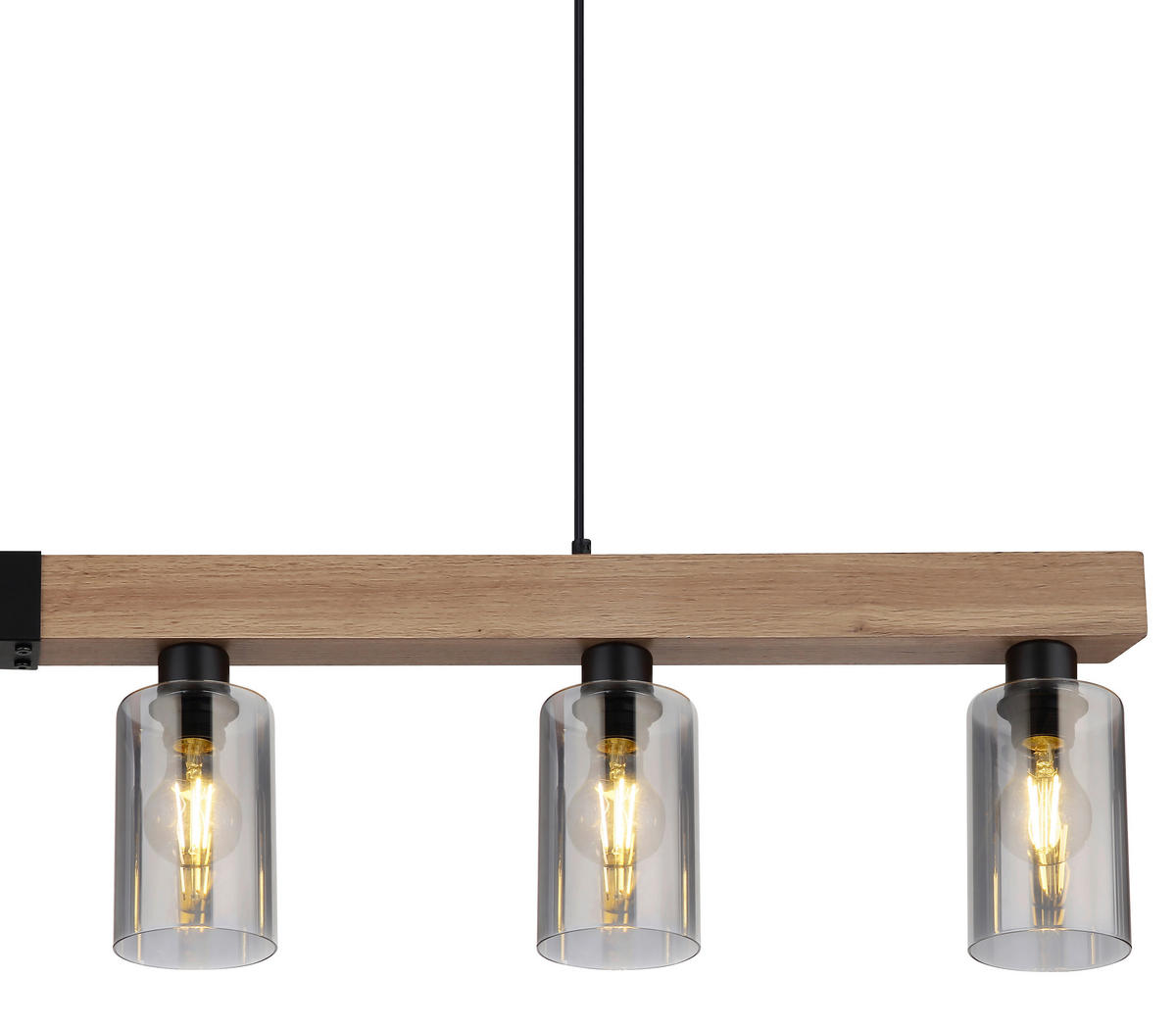 Hängeleuchte Hadera 6-flammig Hadera 140/10/120 cm   - Dunkelbraun/Schwarz, Natur, Glas/Holzwerkstoff (140/10/120cm) - Globo
