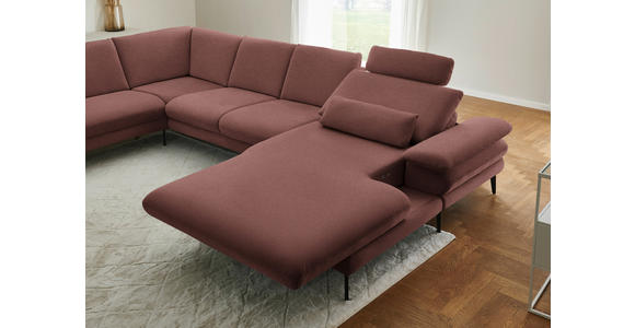 WOHNLANDSCHAFT  in Chenille, Flachgewebe Weinrot  - Weinrot/Schwarz, Design, Textil/Metall (208/344/180cm) - Dieter Knoll