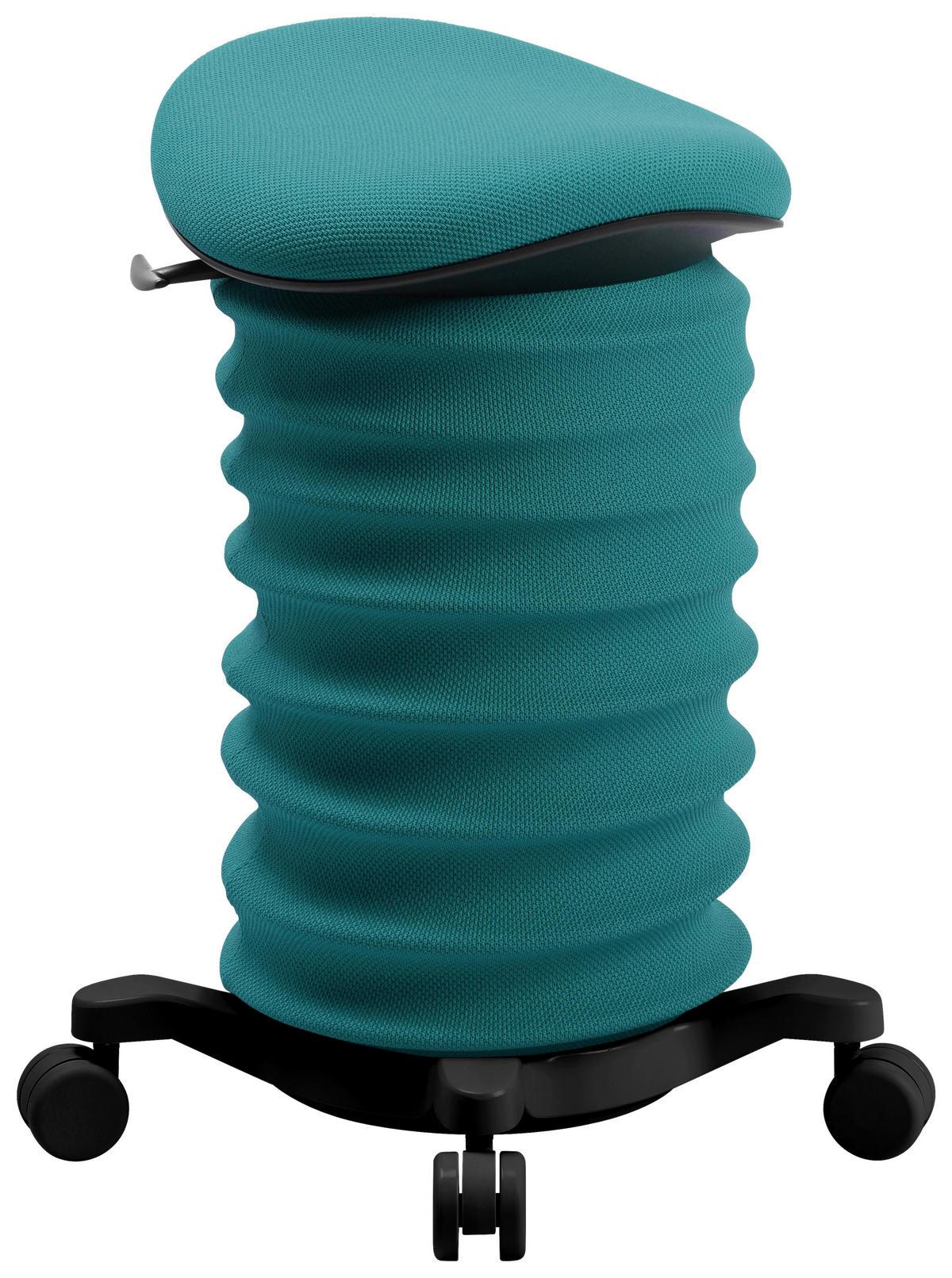 BÜROHOCKER Schwarz, Petrol  - Petrol/Schwarz, Design, Kunststoff/Textil (37,5/58-70/36cm) - Topstar