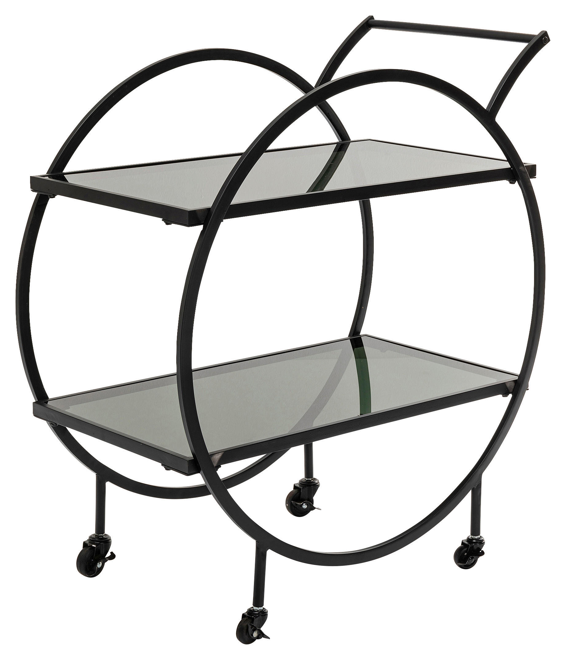 SERVIERWAGEN Schwarz  - Schwarz, Design, Glas/Metall (74/40/85cm) - Kare-Design